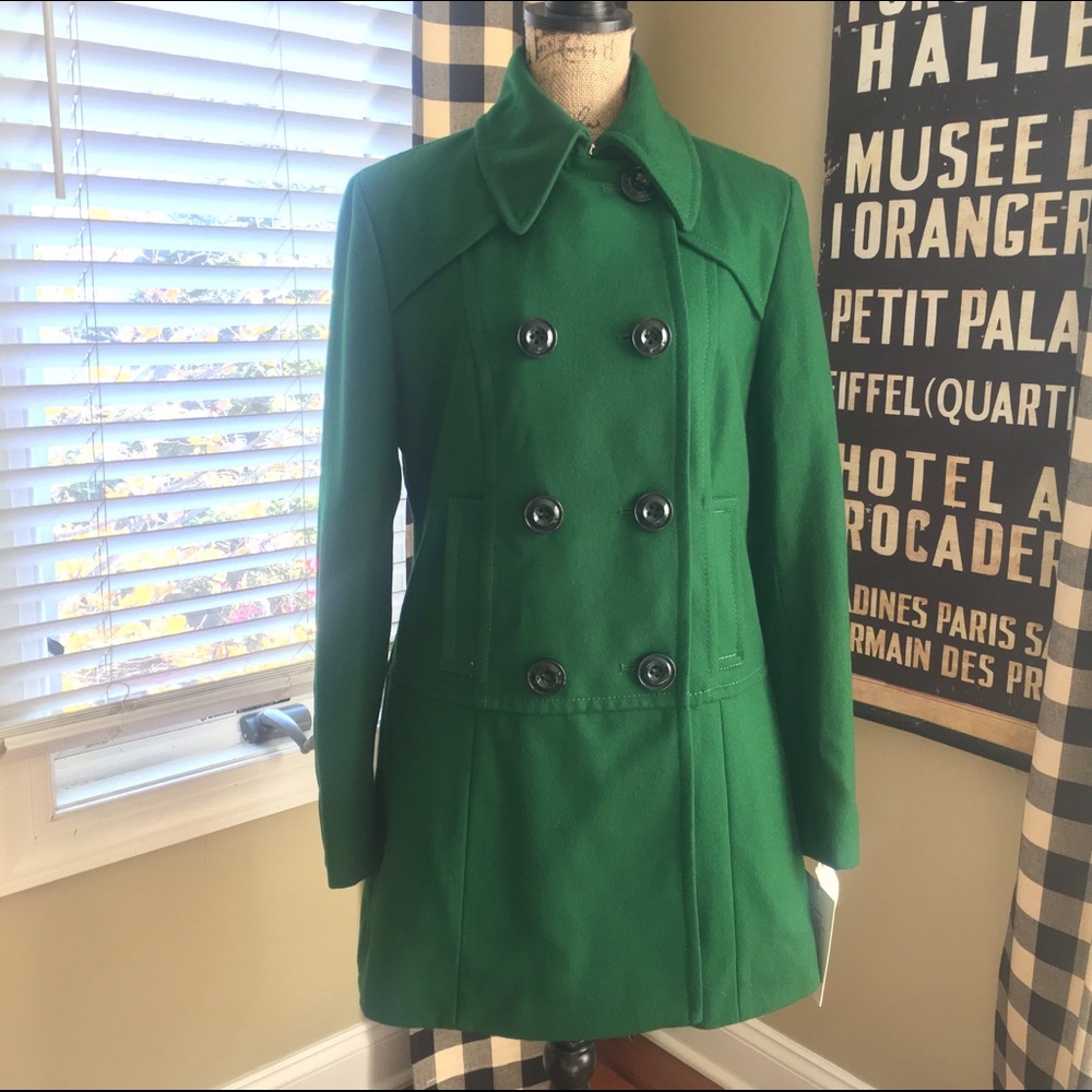 🎁 NWT Nine West emerald green peacoat